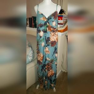 Soma Intimates Casual Dress in Size Large Blue with Floral Pattern